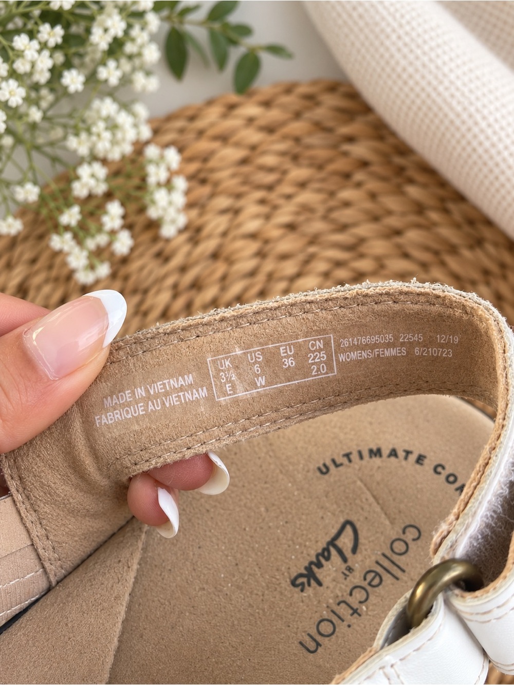 Clarks White Woven Leather Slingback Sandals - Picture 4 of 5